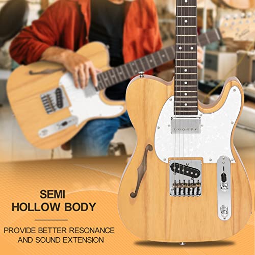 Glarry 39" Gtl Semi-Hollow Electric Guitar For Music Lover, Hs Pickups Rosewood Fingerboard With Accessories Pack Guitar Bag(Natural Wood) #TOP1