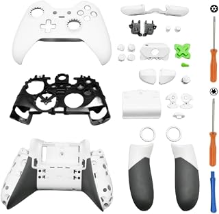 ハウジングシェルキット Xbox Elite 1st Controller用、交換用フルケースカバー フェイスプレート ミドルフレーム サイドレール ABXY LT RT ボタン LB RB バンパーアクセサリー (ホワイト)