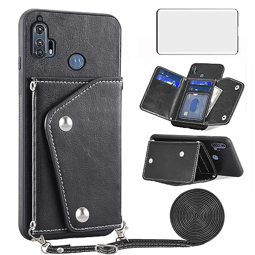Protege-écran Moto Edge 5G étui portefeuille Asuwish avec sangle et porte-carte