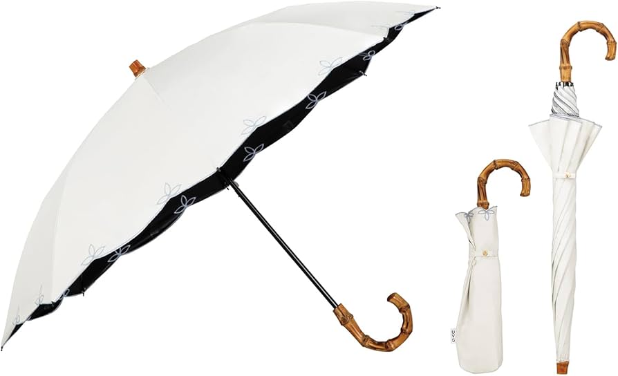 【新品タグ付】最強の日傘 UVOウーボ　3段式 オフホワイト　タッセル　晴雨兼用 Amazon.co.jp: Wpc. 最強の日傘 UVO(ウーボ)折りたたみ傘／2段 刺繍