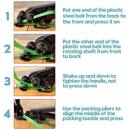 Image of MYFAMIREA Upgraded Heavy Duty Poly Strapping Tensioner Sealer Cutter Manual Packing Tools Kit for 1 /2 inch-3 /4 inch Width Polyester Polyproplyn Strap(Black)