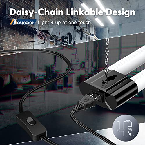 Image of BBOUNDER 10 Pack Linkable LED Utility Shop Light, 4 FT Integrated Fixture for Garage, 40W Equivalent 250W, 5000K Daylight, Surface + Suspension Mount, Florescent Light Fixture Replacement, Black