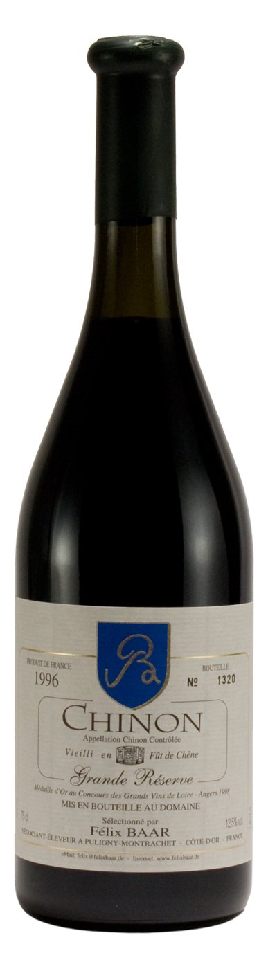 Chinon Grande Réserve Cabernet Franc 1996 - Preisgekrönter trockener Rotwein mit Goldmedaille, Frankreich, Loire, Touraine