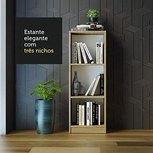 Estante Livreiro Madesa 6905 com 3 Nichos - Carvalho