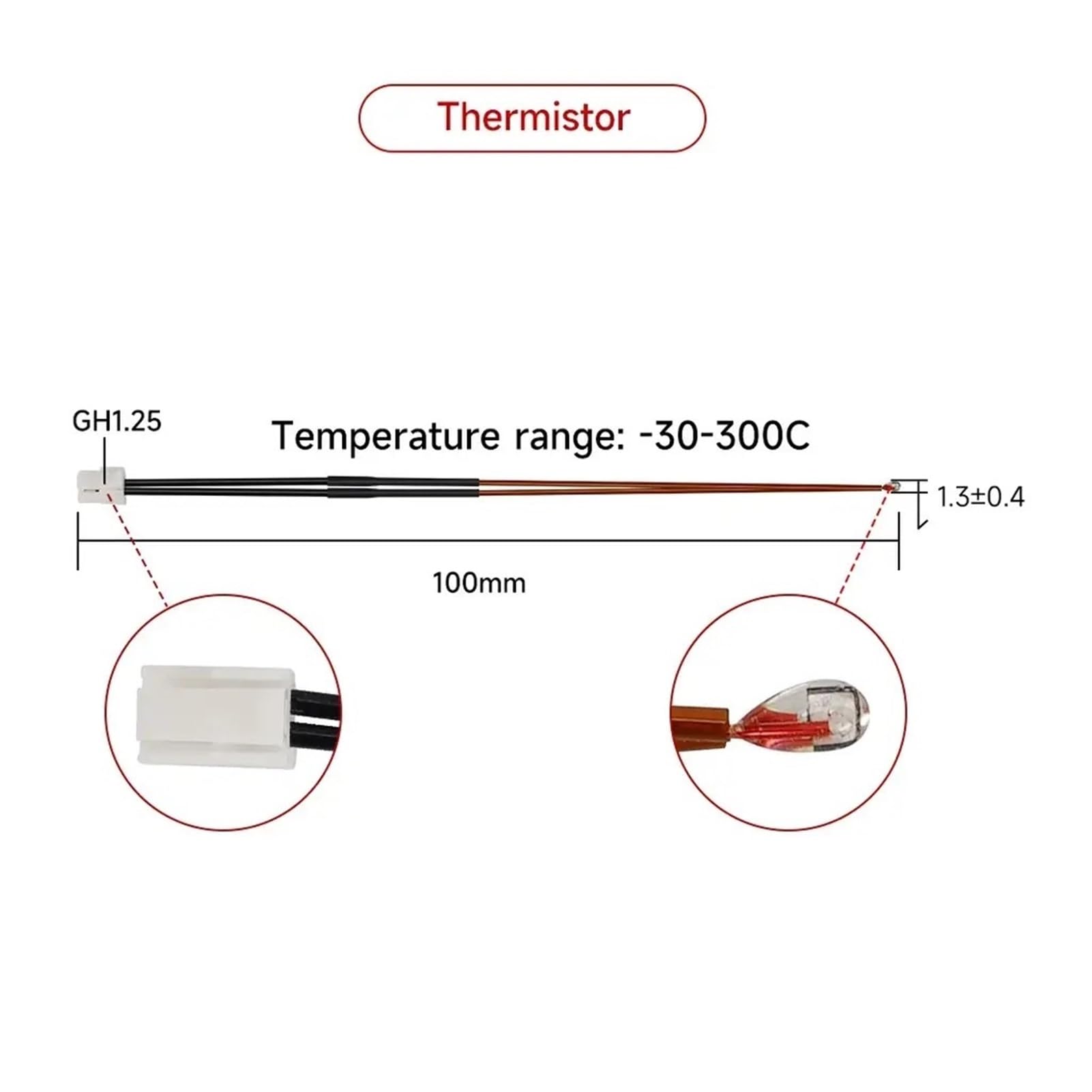 Termistor P1p P1s/x1 X1c tubo calefactor cartucho de tinta cerámico calentador de extremo caliente impresora 3D(For x1 x1c (3pcs))