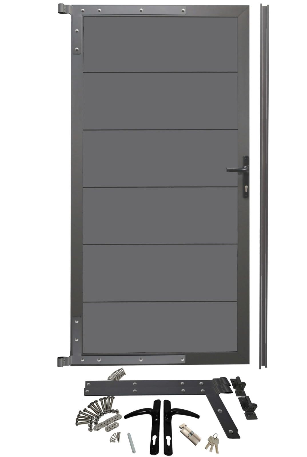 WPC XL Paneel Zauntür Tür Gartentür Gartentor Anthrazit (beidseitig) 90 X 183 cm