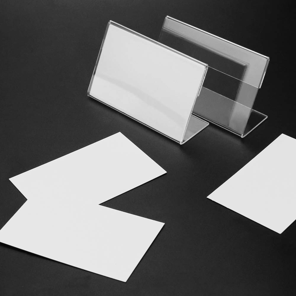 BILLIOTEAM 50 PCS Mini Clear Acrylic Sign Display Holder with 50 PCS