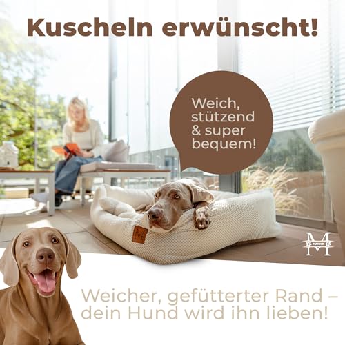 Manno Hundebett mit Memory Foam für mittelgroße & Grosse Hunde [Gratis Decke & 2 Kissen] Kuscheliges Bett für deinen Hund mit waschbarem Bezug | Hundekissen, Dog Bed, wasserabweisend & rutschfest (L)