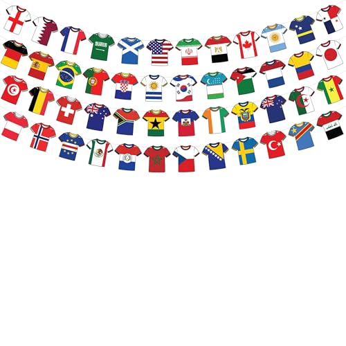 Premium Reusable World Cup Bunting 2026 - All 48 Qualified Teams - World Cup Football 2026 Decorations - Paper Banner Flag Bunting (36ft 48 Country Flags)