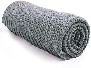 mimixiong Baby Blanket Knit Toddler Blankets for Boys and Girls Grey 40x30 Inch