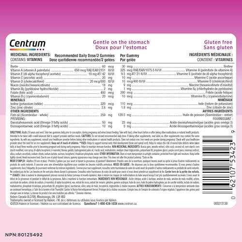 Centrum Prenatal Multigummies with DHA and Folic Acid, Postpartum Multivitamin and Mineral Supplement, 60 count, 30 day supply. by Centrum - Image 2