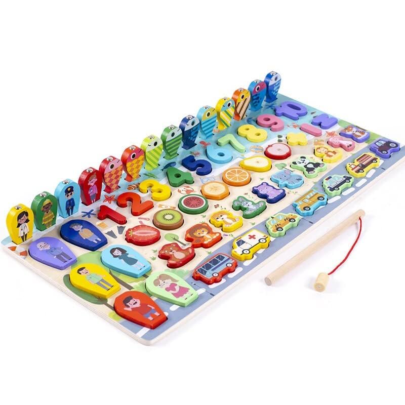 Smoneo 7 in 1 Wooden Alphabet, Numbers, Shapes Sorting & Stacking, Fishing Game; Early Learning Montessori Puzzle Blocks Toy for 3+ Year Kids (B09PJKHBTY) Amazon Price History, Amazon Price Tracker