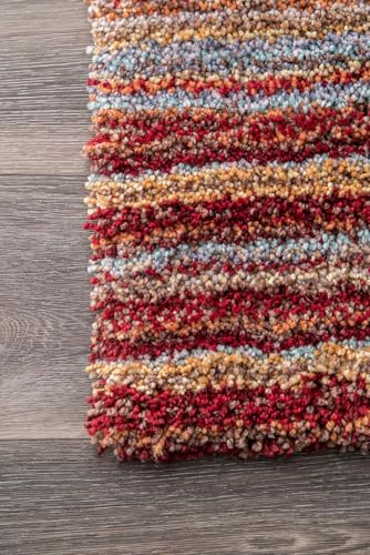Image of Classie Ombre Pattern Shag Area Rug Runner, 2x6 Feet, Red Mixture