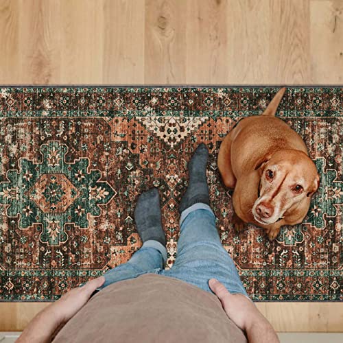 Moynesa Ultra-Thin Washable Runner Rug - 2x5 Laundry Room Rug Low Pile Hallway Rug Runner, Non Slip Non Shedding Pet Friendly Indoor Floor Carpet Runner for Bathroom Kitchen Living Room Bedside