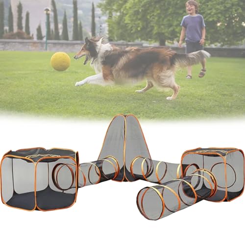 Recintos para Gatos al Aire Libre con túnel para Gatos, Parque Infantil portátil emergente para Gatos, para Exteriores/Interiores, Conejos, Hurones, Tienda para Mascotas para Animales pequeños