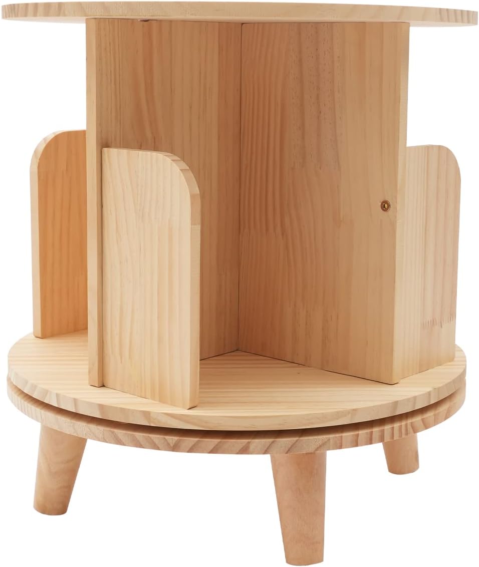 Rotating Bookshelf Tower for Kids Rooms Corner Book Shelf 360 Display Wood Bookcase Storage Rack Kids&Adults Spinning Narrow Bookshelf for Bedroom, Living Room, Study Room (1-Tier)