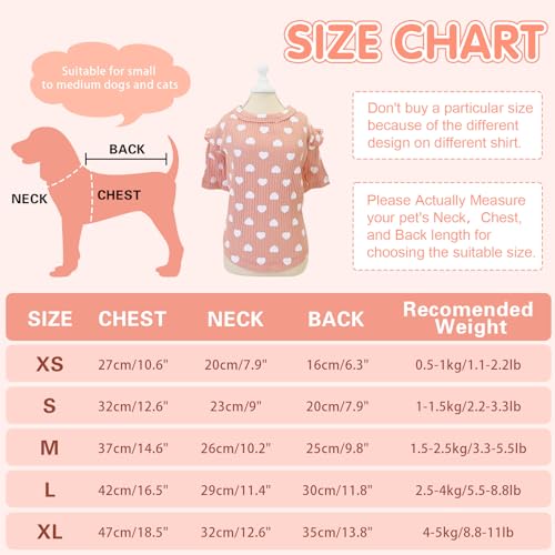 Yaopelky Dog Clothes for Small Dogs Heart Print Dog Tee Shirt Spring Summer Chihuahua Clothes Puppy Outfits Ruffle Long Sleeve Doggy Shirts Pet Valentine's Day Apparel (Pink - Image 4