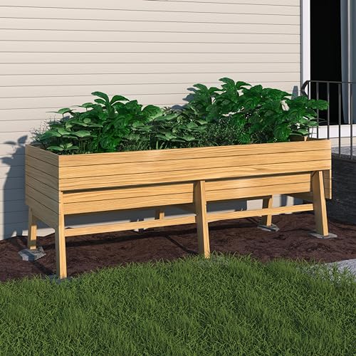 Veikouraisedgardenbed6x3x2ftraisedgardenbedsoutdoorwith6legsdetachablelinergardenbedforbackyardpatiobalcony837lbscapacitynaturalwood Urban Country Home Decor Veikou raised garden bed 6 x 3 x 2ft raised garden beds outdoor with 6 legs detachable liner garden bed for backyard patio balcony 837lbs capacity natural wood urban country home decor