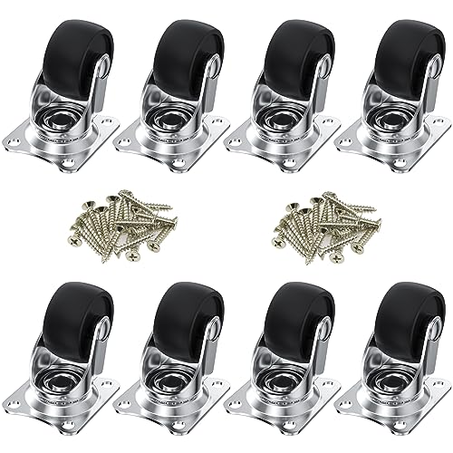 8 PCS Black Universal Swivel Casters,30mm(1.25 inch) Castor Wheels for Furniture