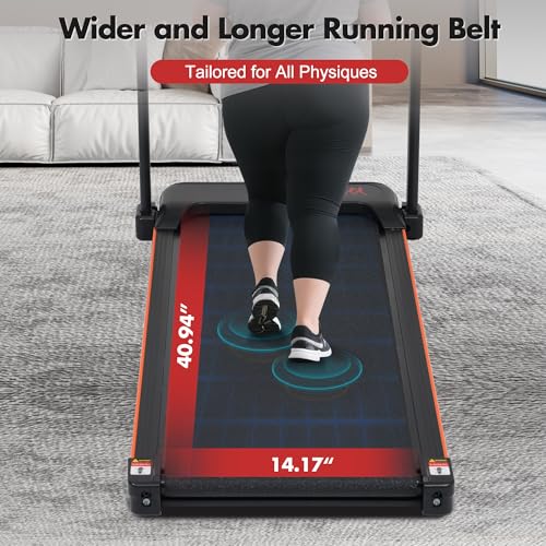 Image of Treadmill with 8% Incline, Portable Treadmills for Home with Handle, Foldable Treadmills with 265 Lbs Capacity, 3.0HP Treadmill with 4 Adjustable Support Feet