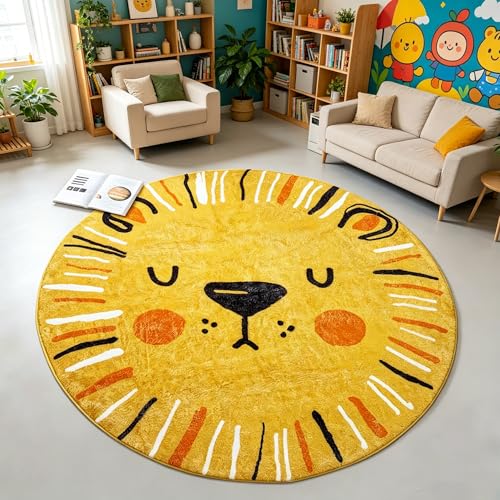 Tapete redondo infantil USTIDE de 120 cm amarillo miniatura 4