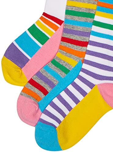 Jefferies Socks Girls' Little Colorful Rainbow Knee High Socks 3 Pair Pack3