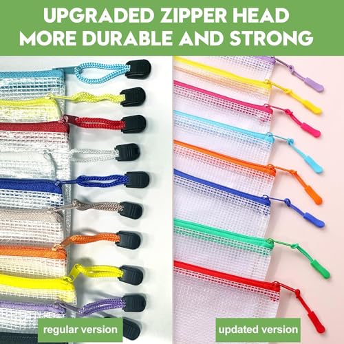 Image of 18 Pack A4 Mesh zipper pouch bags, Mesh Bags with Label Pocket,Zipper Pouches of office supplies, File Bags for Classroom Organization,Puzzles, Board Game Storage