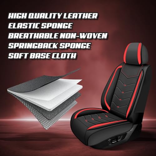 Image of ADERN Car Seat Covers for Jeep Wrangler 2000-2026, Premium Nappa Leather Car Seat Cover, Stylish Sport Seat Covers, Automobile Seat Cover Sets.(Luxury 5 Seats /Black Red)