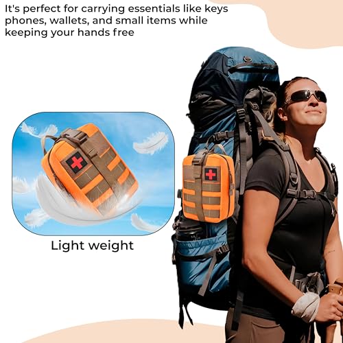 Image of Kraptick Medical Molle Pouch | Tactical First Aid Kit Bag | Military Emergency Medical Pouch | Waterproof & Durable Trauma Kit | Compact Molle Medic Bag for Outdoor, Camping & Survival (Orange)