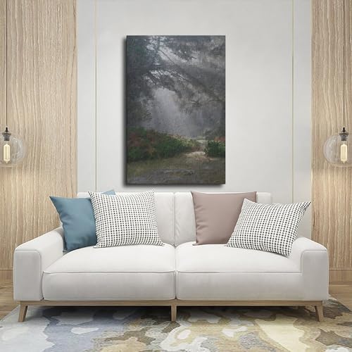 Impression sur toile forêt neutre paysage rustique déco murale 40x60 - 5