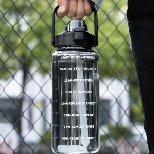 Image of Transparent Water Bottle 2000ML with Motivational Time Marker | Leak Proof&Break-Proof 2 litre water bottle | Best Usage For Office /School /Gym /Travel Water Bottle