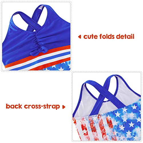 Image of BFUSTYLE Girls One Piece Swimsuit Cute Striped Bathing Suit Hawaii Swimwear 6-17 Years