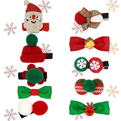 EXIPSAT 10 Stück Weihnachten Haarspangen Set, Xmas Weihnachtsmann...