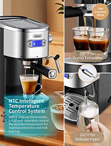 Gevi Espresso Machines 20 Bar Fast Heating Cappuccino Machine With Milk Frother For Espresso, Latte And Mocha, 1.2L Water Tank, Black, 1350W #TOP2