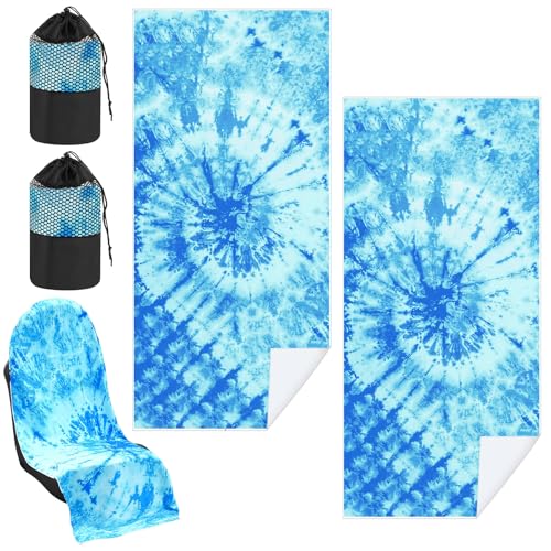 Image of Hahafelt 2 Pack Car Seat Towel Cover with Storage Bag, Blue Tie Dye