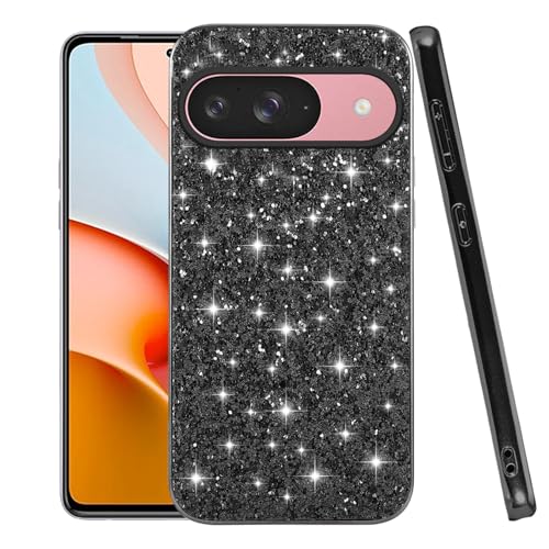 Coque Google Pixel 9 silicone noir brillant pour femme, protection fine