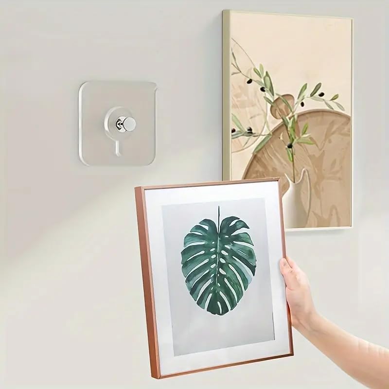 30pcs Picture Hooks, Picture Hangers Without Nails, Transparent Waterproof Frame Hangers Sticky Hooks, Adhesive Wall Hook for Hanging