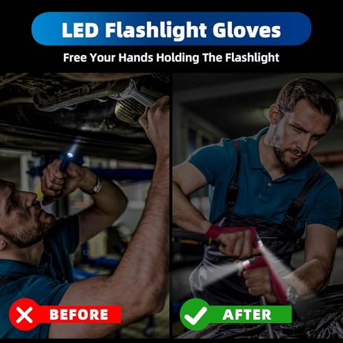Image of MOIPEJO LED Flashlight Gloves, Gifts for Men Dad Him Boyfriend Husband, Cool Gadget Hands-Free Finger Lights for Camping Fishing Repairing, Fathers Day Christmas Birthday Gift-Wine Red