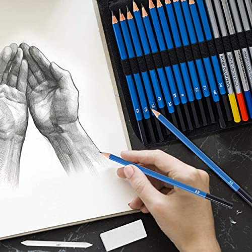 Image of Corslet Professional 72 Art Graphite Water Colour Pencils Set Sketch Book Charcoal Metallic Watercolor Pencil Sketching Kit for Artist Kit with Case Beginners Painting Kit Coloring Set Drawing Kit