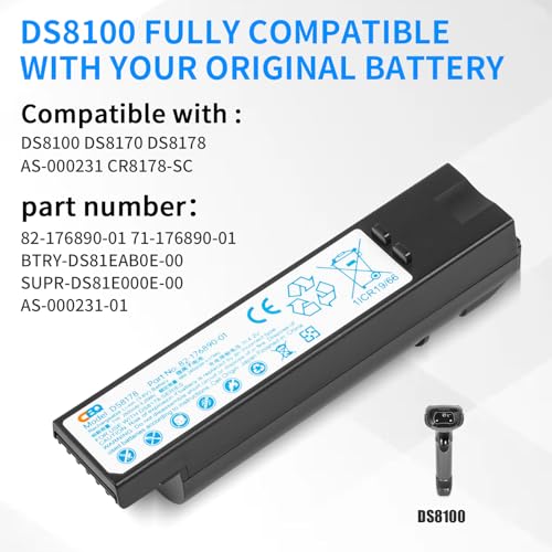 Image of CBQ 10 PCS for Zebra DS8178 Scanner Battery 82-176890-01 Replacement Batteries DS8100 DS8170 AS-000231 CR8178-SC DS6878-SR BTRY-DS81EAB0E-00 71-176890-01 Handheld Barcode Scanner 2500mAh