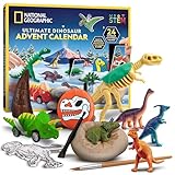 NATIONAL GEOGRAPHIC 2025 Dinosaur Advent Calendar - Christmas Countdown Calendar with 24 Dino Activities & Figures, Paint A Dinosaur Racer, Create a Clay T. Rex, Excavate a Dino Tooth Replica & More
