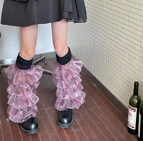 Image of SherryDC Girl's Y2k Kawaii Leg Warmers Cute Lace Harajuku Leg Sleeves Gothic Lolita Long Slouch Socks for Women