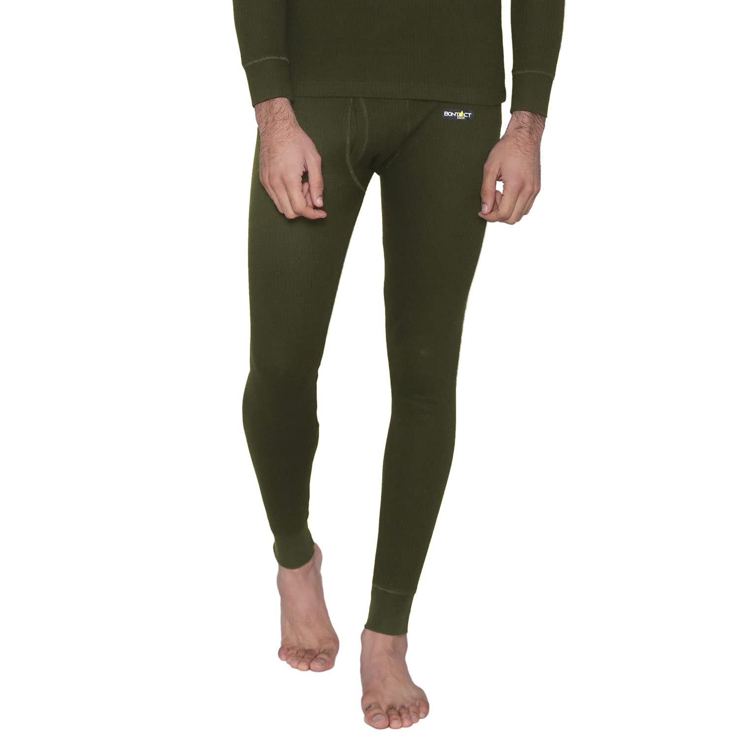 Bontact Men's Plain Regular Fit Thermal Bottom - Olive-image-48