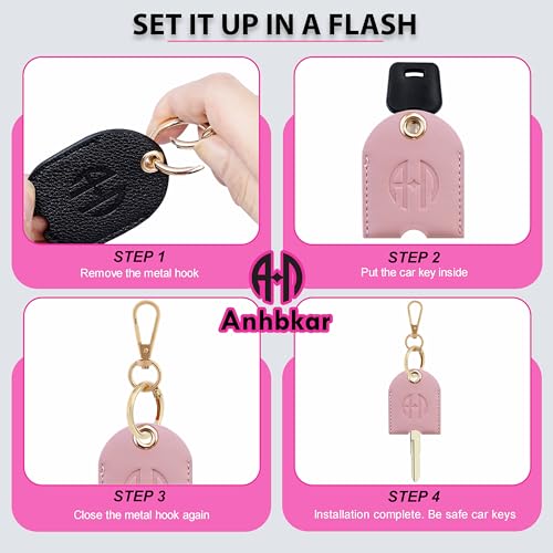 Image of Leather Keys Sleeve for Broken Car Key Loop Replacement, Keychain Cover Cute Protector and Holder for Men, Women