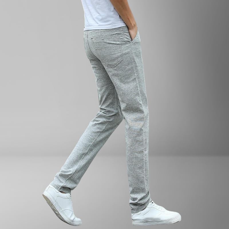Men's Summer Slim Fit Straight Korean Style Trendy Hemp Cotton Casual Pants4