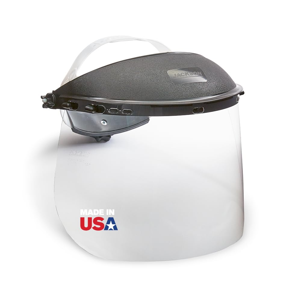 Jackson Safety 170-SB, Lightweight Scratch-Resistant Safety Headgear, Ratchet Suspension, Clear Anti-Fog Acetate Window, Sweatband, Nylon, Black,