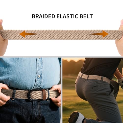 Image of Mile High Life | Braided Stretch Elastic Belts | Pin Oval Solid Black Belt Buckle | PU Loop End Tip Men /Women /Junior Belt