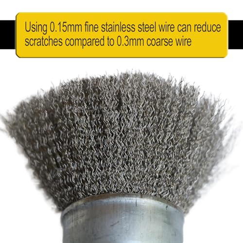 Image of 2.5 inch inch 2Pcs Stainless Steel Wire Cup Brush Set, Wire Brush for Drill 1 /4 inch inch Hex Shank Fine Wire Drill Brush for Rust Removal