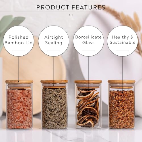 Image of Round Glass Jars with wooden lid Glass Jar set 330 ml food storage containers Borosilicate Glass Jar Set /Suit for Sugar, Salt, and Other Dry Food Storage set of 12(330 ML-ROUND-X JAR-)