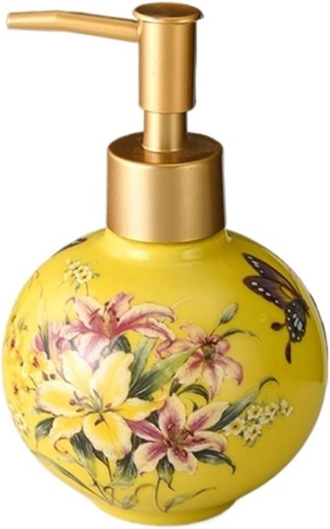 Soap Dispenser Household Spherical Ceramic Soap Dispenser Hotel Bathroom Shower Gel Lotion Bottle(Yellow)